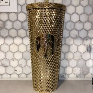 NWT Starbucks 2022 Gold Metallic Bling Venti Cold Cup Tumbler Limited Edition